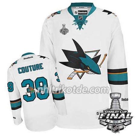 Reebok San Jose Sharks Trikot Logan Couture #39 Weiß Auswärts 2016 Stanley Cup - Herren