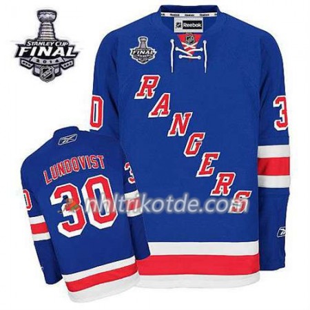 Reebok New York Rangers Trikot Henrik Lundqvist #30 Heim Blau 2014 Stanley Cup - Herren