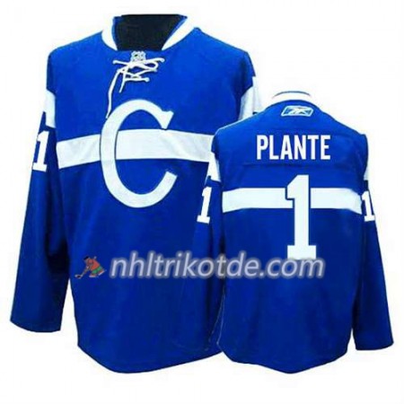 Reebok Montreal Canadiens Trikot Jacques Plante #1 Ausweich Bleu - Herren
