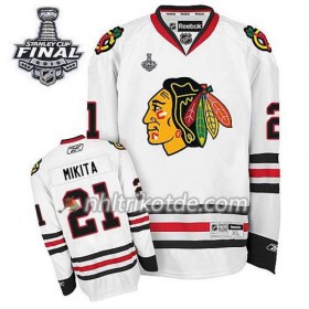 Reebok Chicago Blackhawks Trikot Stan Mikita #21 Auswärts Weiß 2015 Stanley Cup - Herren
