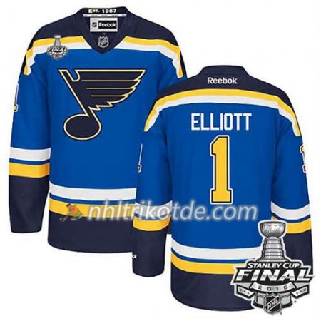 Reebok St. Louis Blues Trikot Brian Elliott #1 Bleu Heim 2016 Stanley Cup - Herren