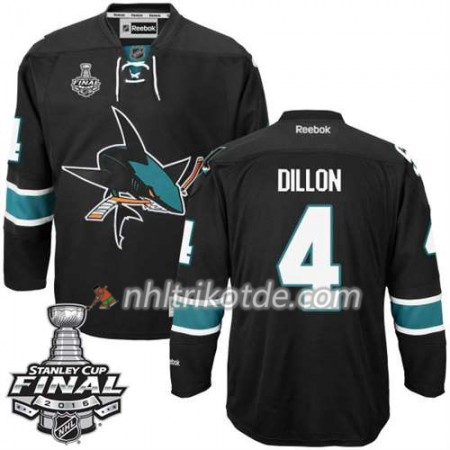 Reebok San Jose Sharks Trikot #4 Brenden Dillon Schwarz Ausweich 2016 Stanley Cup - Herren