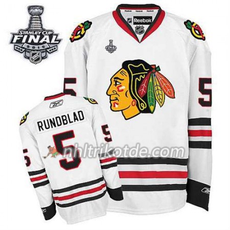 Reebok Chicago Blackhawks Trikot Daniel Carcillo #5 Auswärts Weiß 2015 Stanley Cup - Herren