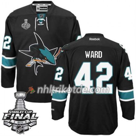Reebok San Jose Sharks Trikot Joel Ward #42 Schwarz Ausweich 2016 Stanley Cup - Herren