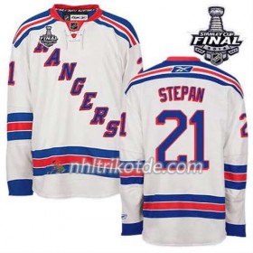 Reebok New York Rangers Trikot Derek Stepan #21 Auswärts Weiß 2014 Stanley Cup - Herren