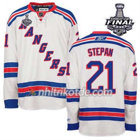 Reebok New York Rangers Trikot Derek Stepan #21 Auswärts Weiß 2014 Stanley Cup - Herren