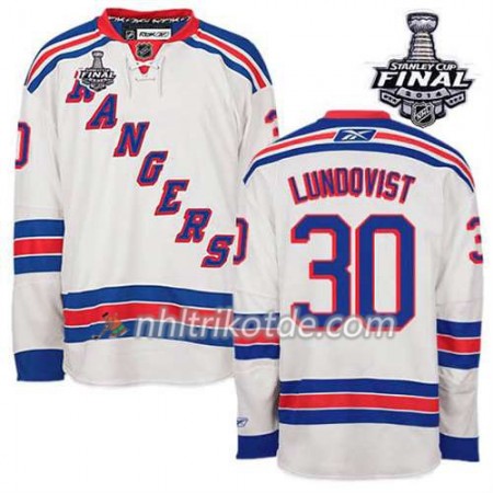 Reebok New York Rangers Trikot Henrik Lundqvist #30 Auswärts Weiß 2014 Stanley Cup - Herren