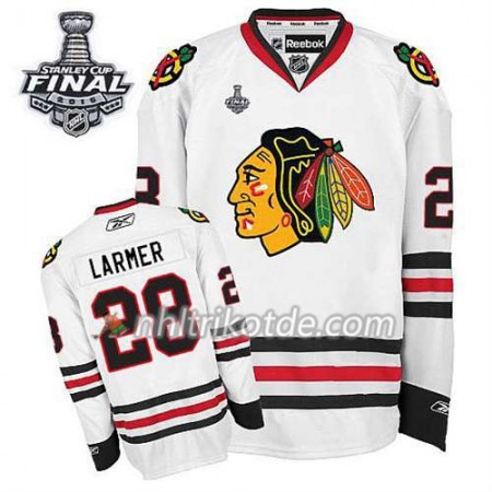 Reebok Chicago Blackhawks Trikot Steve Larmer #28 Auswärts Weiß 2015 Stanley Cup - Herren