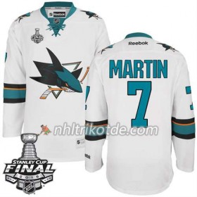 Reebok San Jose Sharks Trikot Paul Martin #7 Weiß Auswärts 2016 Stanley Cup - Herren