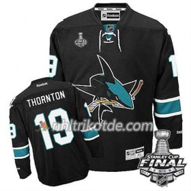 Reebok San Jose Sharks Trikot Joe Thornton #19 Schwarz Ausweich 2016 Stanley Cup - Herren