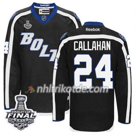 Reebok Tampa Bay Lightning Trikot Ryan Callahan #24 Ausweich Schwarz 2015 Stanley Cup - Herren