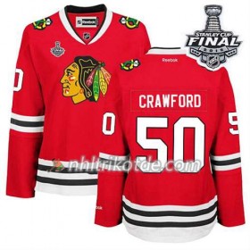 Reebok Chicago Blackhawks Trikot Corey Crawford #50 Heim Rot 2015 Stanley Cup - Dame