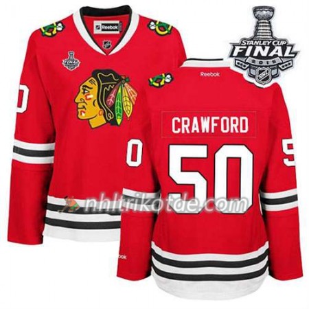 Reebok Chicago Blackhawks Trikot Corey Crawford #50 Heim Rot 2015 Stanley Cup - Dame