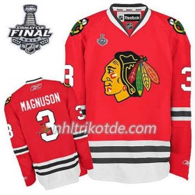 Reebok Chicago Blackhawks Trikot Keith Magnuson #3 Heim Rot 2015 Stanley Cup - Herren