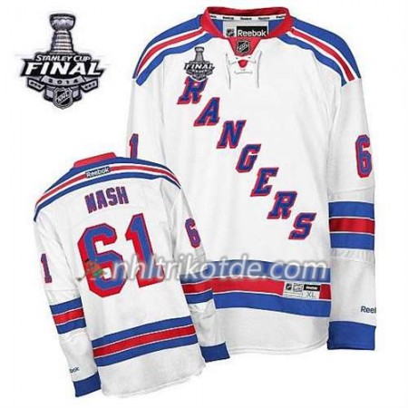 Reebok New York Rangers Trikot #61 Auswärts Rick Nash Weiß 2014 Stanley Cup - Herren