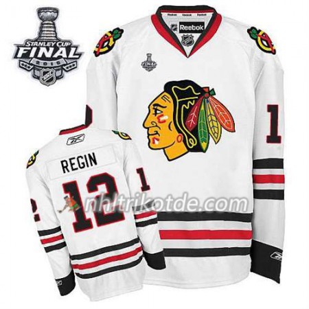 Reebok Chicago Blackhawks Trikot Peter Regin #12 Auswärts Weiß 2015 Stanley Cup - Herren