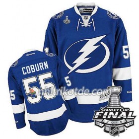 Reebok Tampa Bay Lightning Trikot Braydon Coburn #55 Bleu Heim 2016 Stanley Cup - Herren