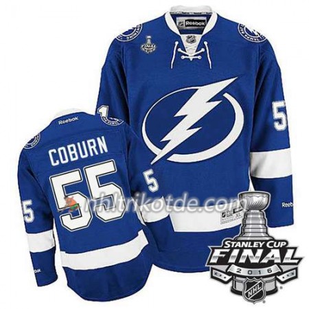 Reebok Tampa Bay Lightning Trikot Braydon Coburn #55 Bleu Heim 2016 Stanley Cup - Herren