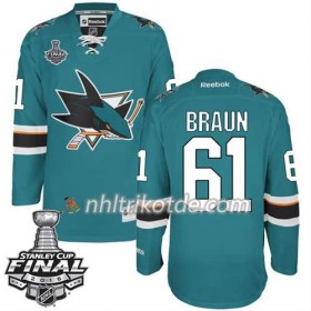 Reebok San Jose Sharks Trikot Justin Braun #61 Teal Heim 2016 Stanley Cup - Herren