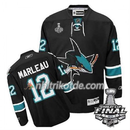 Reebok San Jose Sharks Trikot Patrick Marleau #12 Schwarz Ausweich 2016 Stanley Cup - Herren