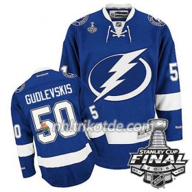 Reebok Tampa Bay Lightning Trikot Kristers Gudlevskis #50 Bleu Heim 2016 Stanley Cup - Herren