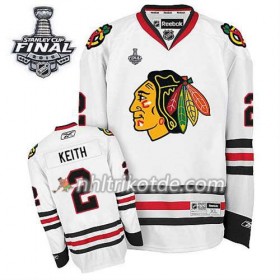 Reebok Chicago Blackhawks Trikot Duncan Keith #2 Auswärts Weiß 2015 Stanley Cup - Dame