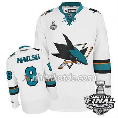 Reebok San Jose Sharks Trikot Joe Pavelski #8 Weiß Auswärts 2016 Stanley Cup - Herren