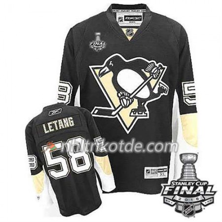 Reebok Pittsburgh Penguins Trikot Kris Letang #58 Schwarz Heim 2016 Stanley Cup - Herren
