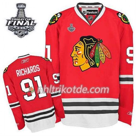 Reebok Chicago Blackhawks Trikot Brad Richards #91 Heim Rot 2015 Stanley Cup - Herren