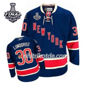 Reebok New York Rangers Trikot Henrik Lundqvist #30 Ausweich Blau 2014 Stanley Cup - Herren