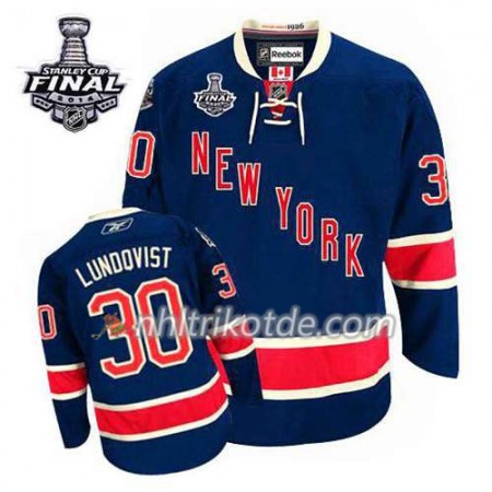 Reebok New York Rangers Trikot Henrik Lundqvist #30 Ausweich Blau 2014 Stanley Cup - Herren