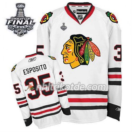 Reebok Chicago Blackhawks Trikot Tony Esposito #35 Auswärts Weiß 2015 Stanley Cup - Herren