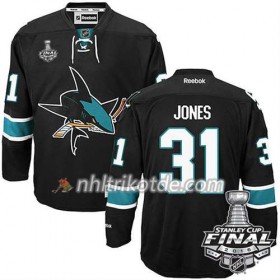 Reebok San Jose Sharks Trikot Martin Jones #31 Schwarz Ausweich 2016 Stanley Cup - Herren