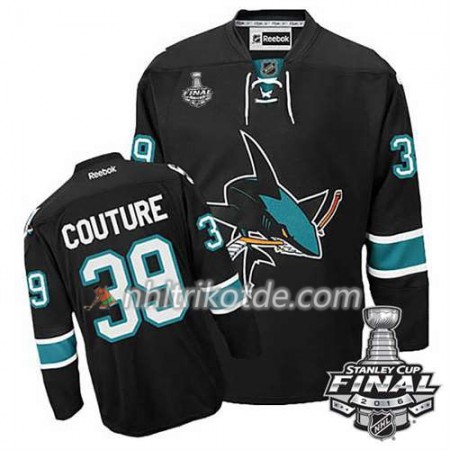 Reebok San Jose Sharks Trikot Logan Couture #39 Schwarz Ausweich 2016 Stanley Cup - Herren