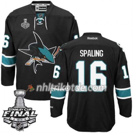 Reebok San Jose Sharks Trikot Nick Spaling #16 Schwarz Ausweich 2016 Stanley Cup - Herren
