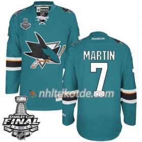 Reebok San Jose Sharks Trikot Paul Martin #7 Teal Heim 2016 Stanley Cup - Herren