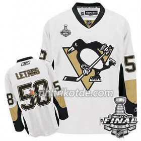 Reebok Pittsburgh Penguins Trikot Kris Letang #58 Weiß Auswärts 2016 Stanley Cup - Herren