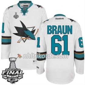 Reebok San Jose Sharks Trikot Justin Braun #61 Weiß Auswärts 2016 Stanley Cup - Herren