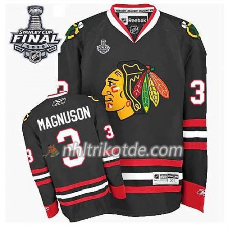 Reebok Chicago Blackhawks Trikot Keith Magnuson #3 Ausweich Schwarz 2015 Stanley Cup - Herren