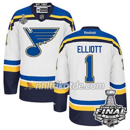 Reebok St. Louis Blues Trikot Brian Elliott #1 Weiß Auswärts 2016 Stanley Cup - Herren