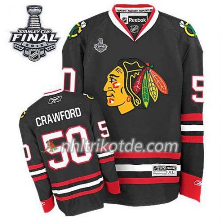 Reebok Chicago Blackhawks Trikot Corey Crawford #50 Ausweich Schwarz 2015 Stanley Cup - Dame