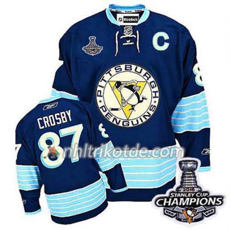 Reebok Pittsburgh Penguins Trikot 2016 Stanley Cup Champions Sidney Crosby Premier Finals #87 Blau - Herren
