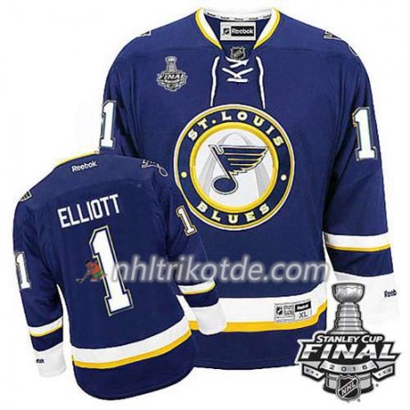 Reebok St. Louis Blues Trikot Brian Elliott #1 Blau Ausweich 2016 Stanley Cup - Herren
