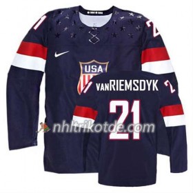 USA Team Trikot James van Riemsdyk #21 Auswärts Blau - Kinder