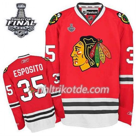 Reebok Chicago Blackhawks Trikot Tony Esposito #35 Heim Rot 2015 Stanley Cup - Herren