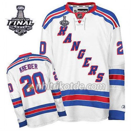Reebok New York Rangers Trikot Chris Kreider #20 Auswärts Weiß 2014 Stanley Cup - Herren