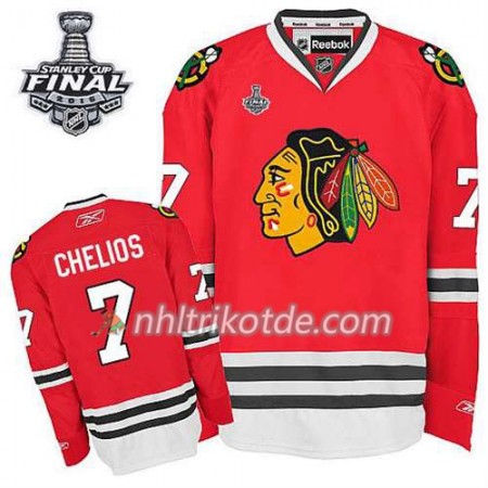 Reebok Chicago Blackhawks Trikot Chris Chelios #7 Heim Rot 2015 Stanley Cup - Herren