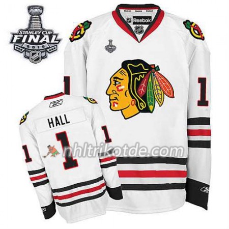 Reebok Chicago Blackhawks Trikot Evgeni Nabokov #1 Auswärts Weiß 2015 Stanley Cup - Herren