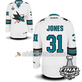 Reebok San Jose Sharks Trikot Martin Jones #31 Weiß Auswärts 2016 Stanley Cup - Herren