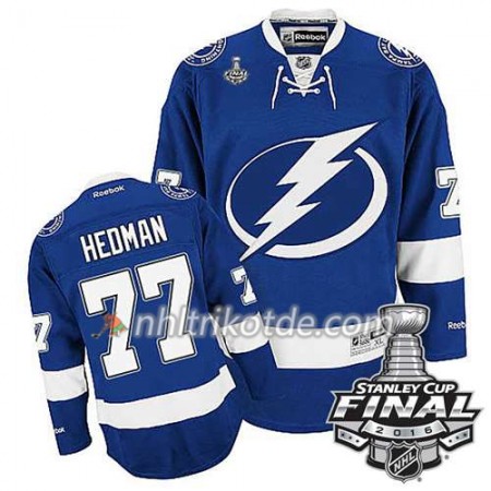 Reebok Tampa Bay Lightning Trikot Victor Hedman #77 Bleu Heim 2016 Stanley Cup - Herren